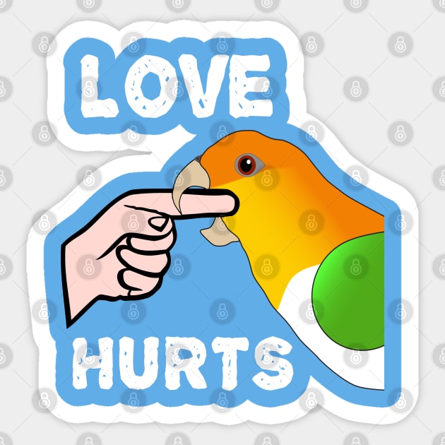 White Bellied Caique Parrot - Love Hurts Biting Sticker by Einstein Parrot